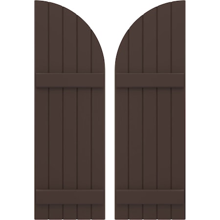 Ekena Millwork Americraft 5-Board (2 Batten) Wood Joined Board-n-Batten Shutters w/ Arch Top, ARW101BQ518X57TBH, PR ARW101BQ518X57TBH